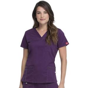 Dickies Gen Flex Women Scrubs Top V-Neck 817455(Eggplant)