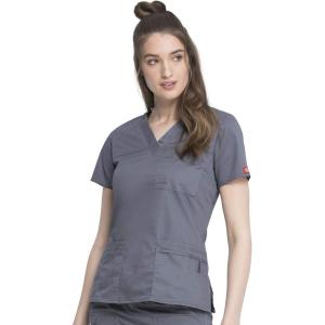 Dickies Gen Flex Women Scrubs Top V-Neck 817455(Light Pewter)