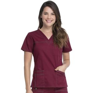 Dickies Gen Flex Women Scrubs Top V-Neck 817455(Wine)