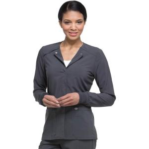 Dickies Scrub Jackets For Woman Snap Front Warm-up Jacket With 2 Pockets – DK305(Pewter)