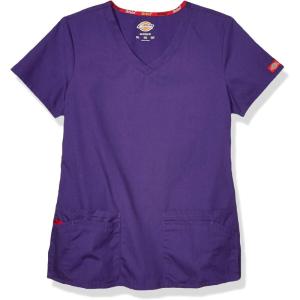 Dickies Scrubs Top for Women, V-Neck Womens Scrub Tops, Contemporary Fit with 4 Pockets – 85906(Grape)