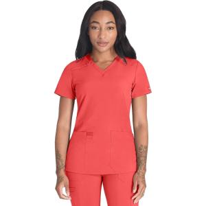 Dickies Scrubs Top for Women, V-Neck Womens Scrub Tops, Contemporary Fit with 4 Pockets – 85906(Ravashing Coral)