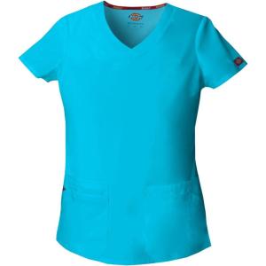 Dickies Scrubs Top for Women, V-Neck Womens Scrub Tops, Contemporary Fit with 4 Pockets – 85906(Turquoise)