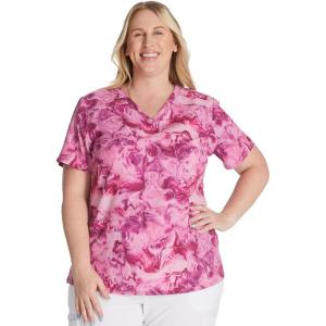 Dickies Women’s Scrub Top Printed V-Neck Medical Top with 2 Pockets, Snap Tab & Instrument Loops – DK616(Marble Mood)