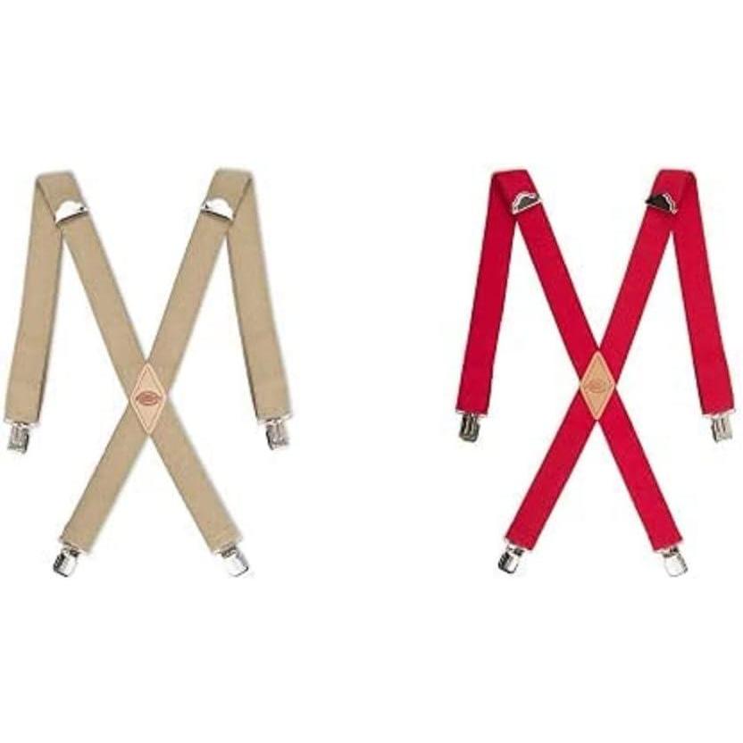image:imageDickies Mens 114 Solid Straight Clip Suspender Adjustable Fit HeavyDuty ClipsBeigeRed