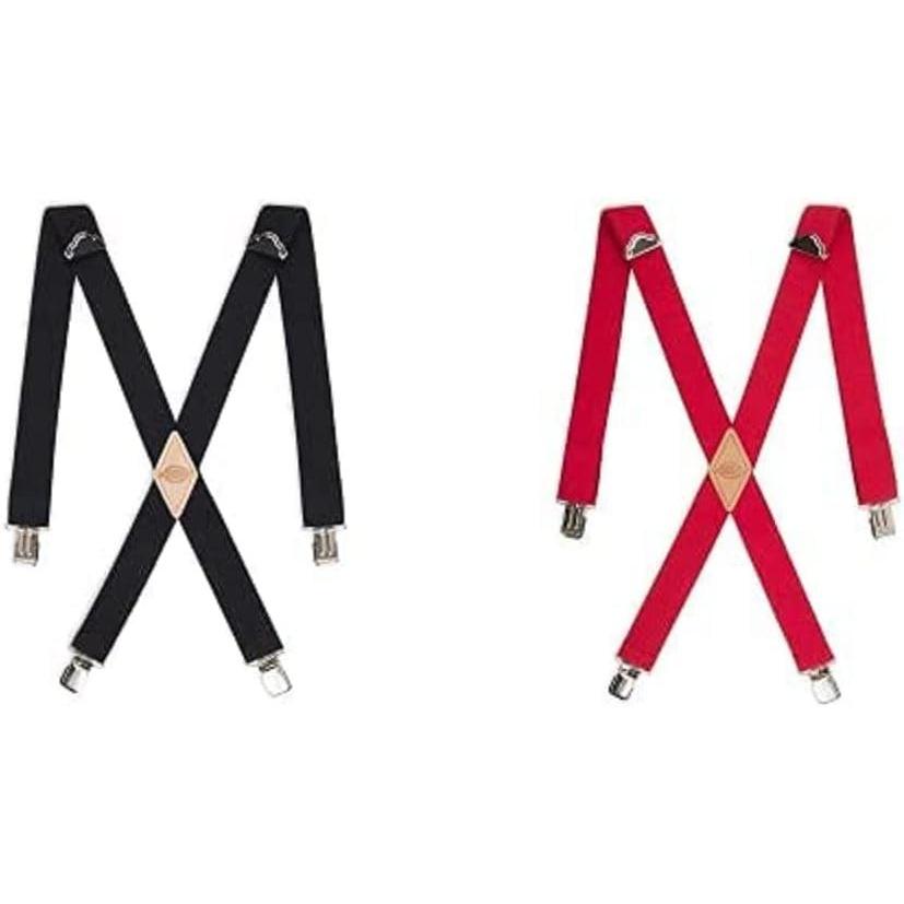 image:imageDickies Mens 114 Solid Straight Clip Suspender  Adjustable Fit HeavyDuty ClipsBlackRed