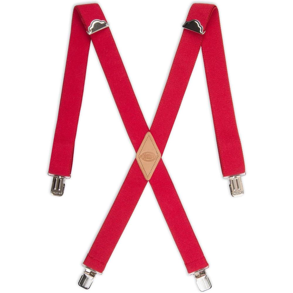 image:imageDickies Mens 114 Solid Straight Clip Suspender Adjustable Fit HeavyDuty ClipsRed