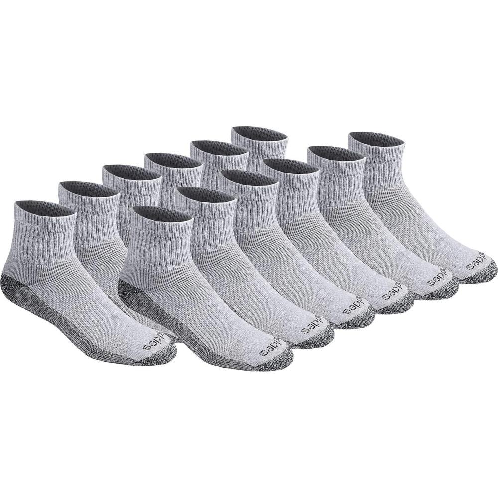 image:imageDickies Mens DriTech Moisture Control Quarter Socks Available in MXXL 6 12 18 PairsGrey 12 Pairs
