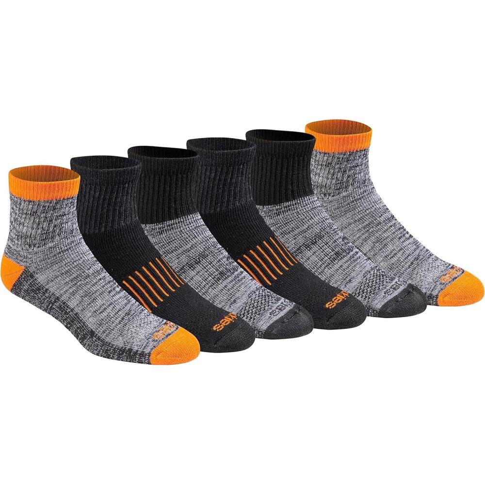 image:imageDickies Mens DriTech Moisture Control Quarter Socks Available in MXXL 6 12 18 PairsHivis Orange Black 6 Pairs