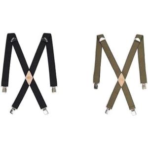 Dickies Men’s 1-1/4″ Solid Straight Clip Suspender – Adjustable Fit, Heavy-Duty Clips(Black/Olive)
