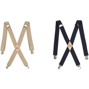 Dickies Men’s 1-1/4″ Solid Straight Clip Suspender – Adjustable Fit, Heavy-Duty Clips(Navy/Beige)