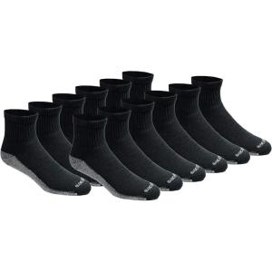Dickies Men’s Dri-Tech Moisture Control Quarter Socks, Available in M-XXL (6, 12, 18 Pairs)(Black (12 Pairs))