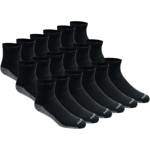 Dickies Men’s Dri-Tech Moisture Control Quarter Socks, Available in M-XXL (6, 12, 18 Pairs)(Black (18 Pairs))