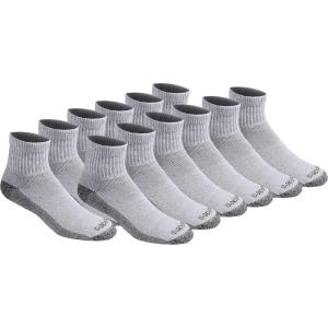Dickies Men’s Dri-Tech Moisture Control Quarter Socks, Available in M-XXL (6, 12, 18 Pairs)(Grey (12 Pairs))