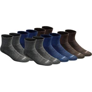 Dickies Men’s Dri-Tech Moisture Control Quarter Socks, Available in M-XXL (6, 12, 18 Pairs)(Grey/Blue/Brown (12 Pairs))