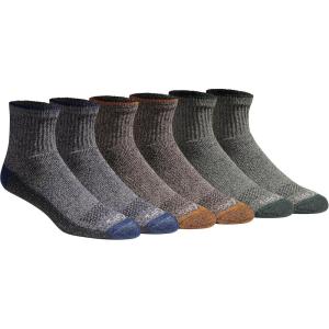 Dickies Men’s Dri-Tech Moisture Control Quarter Socks, Available in M-XXL (6, 12, 18 Pairs)(Heathered Colors (6 Pairs))