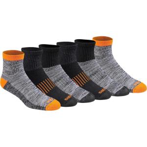 Dickies Men’s Dri-Tech Moisture Control Quarter Socks, Available in M-XXL (6, 12, 18 Pairs)(Hi-vis Orange Black (6 Pairs))
