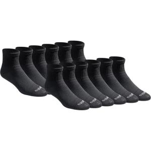 Dickies Men’s Dri-Tech Moisture Control Quarter Socks, Available in M-XXL (6, 12, 18 Pairs)(Solid Black (12 Pairs))