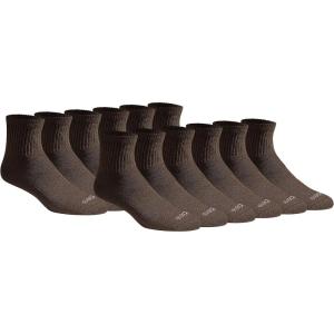 Dickies Men’s Dri-Tech Moisture Control Quarter Socks, Available in M-XXL (6, 12, 18 Pairs)(Solid Brown (12 Pairs))