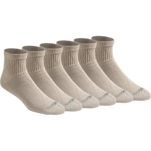 Dickies Men’s Dri-Tech Moisture Control Quarter Socks, Available in M-XXL (6, 12, 18 Pairs)(Solid Khaki (6 Pairs))