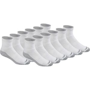 Dickies Men’s Dri-Tech Moisture Control Quarter Socks, Available in M-XXL (6, 12, 18 Pairs)(White (12 Pairs))