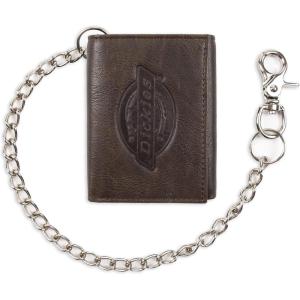 Dickies Men’s Trifold Chain Wallet(Dark Brown)