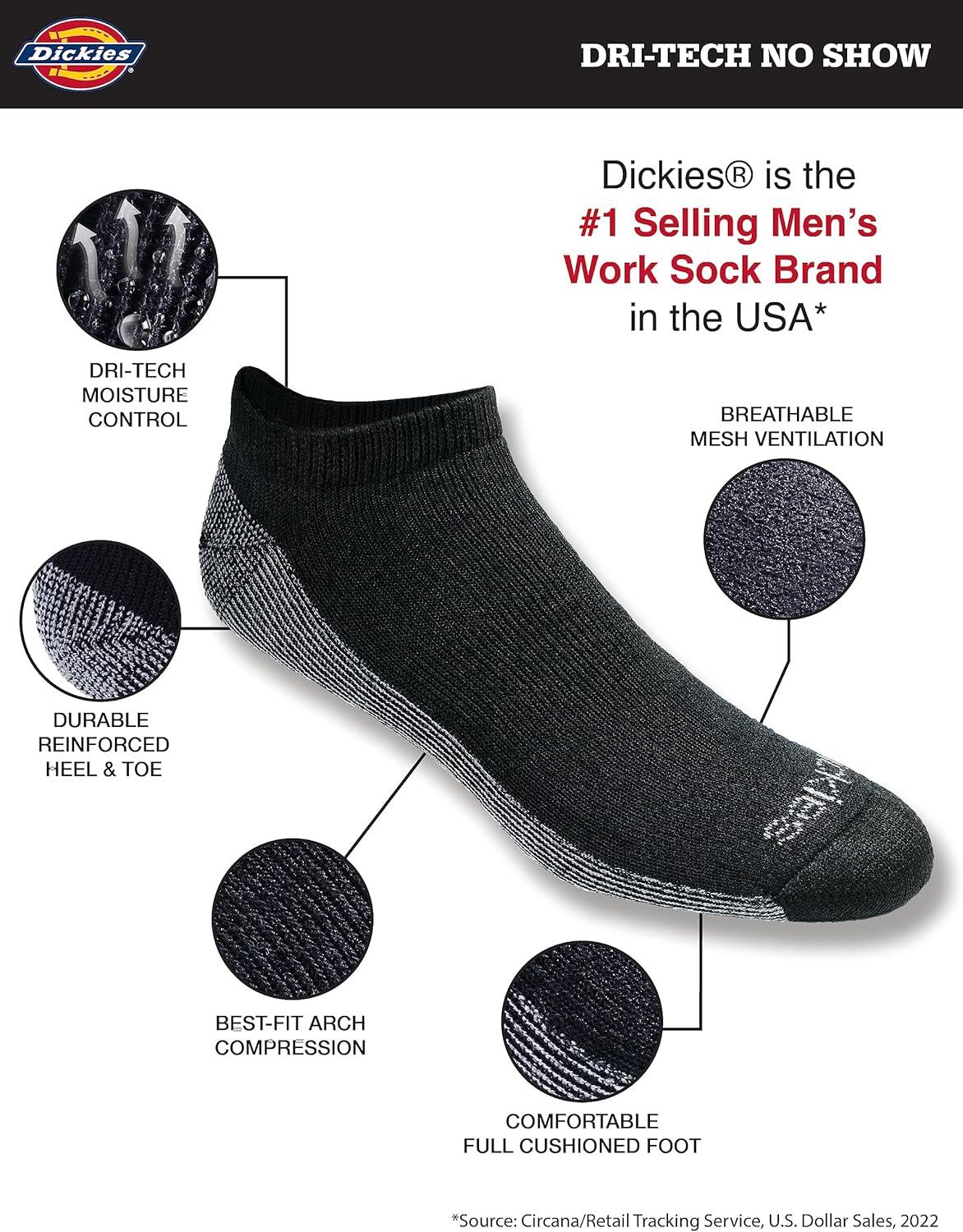 image:imageDickies Mens DriTech Moisture Control No ShowLow Cut Socks Available in MXXL 6 12 PairsBlack 6 Pairs