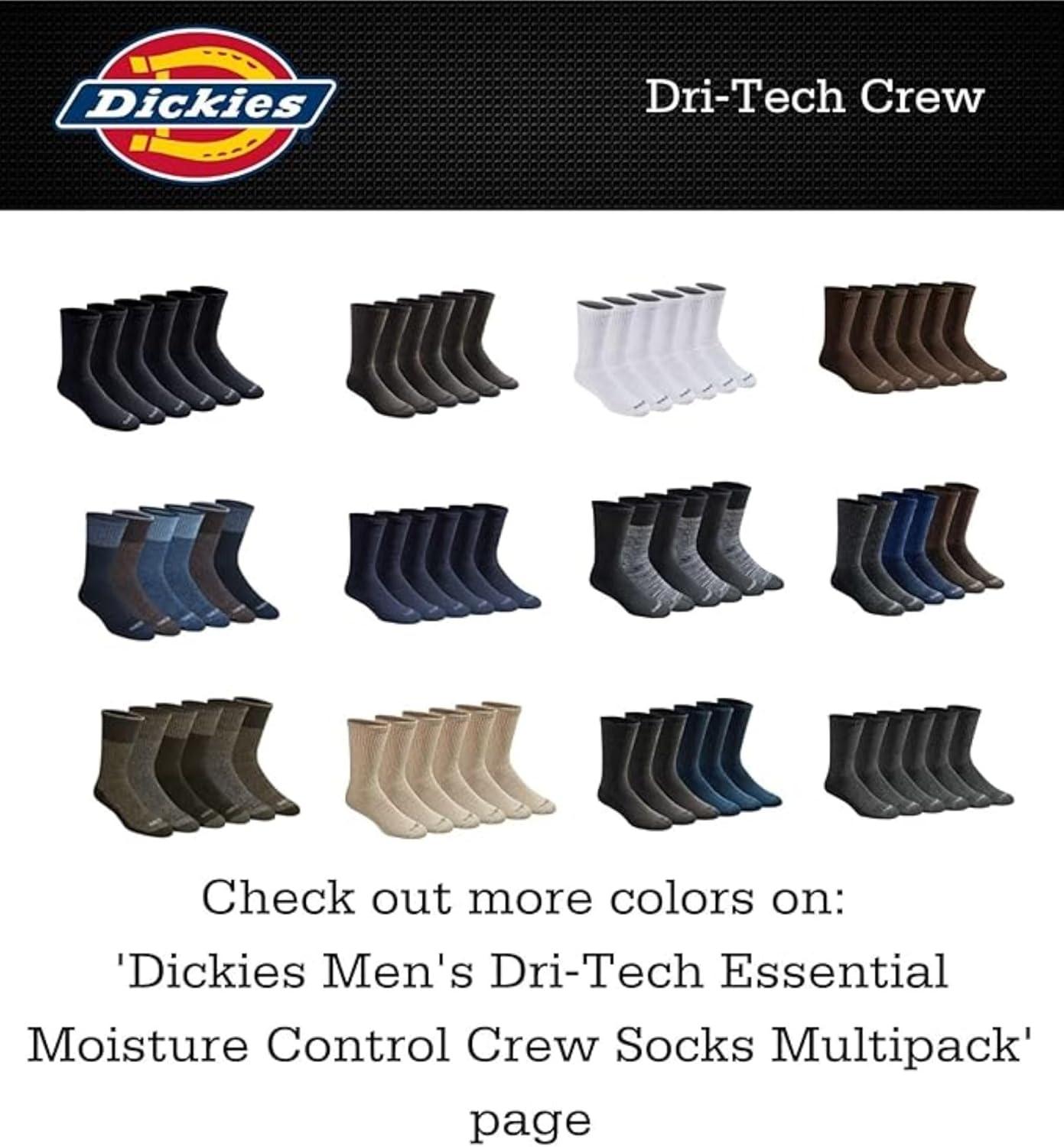 image:imageDickies Mens Dritech Original Moisture Control Crew Socks Available in Mxxl 6 12 18 PairsNatural Twist Assort 6 Pairs