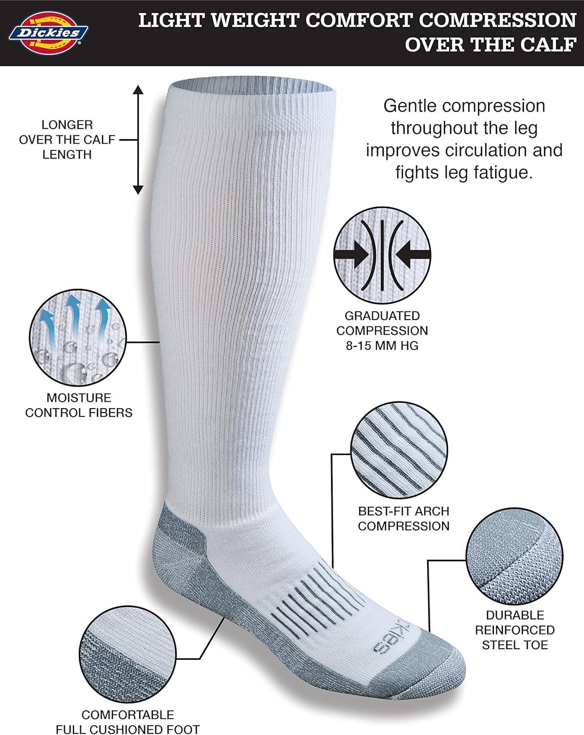 image:imageDickies Mens Light Compression Comfort OverTheCalf Socks Available in MXXL 2 4 PairsWhite 4 Pairs