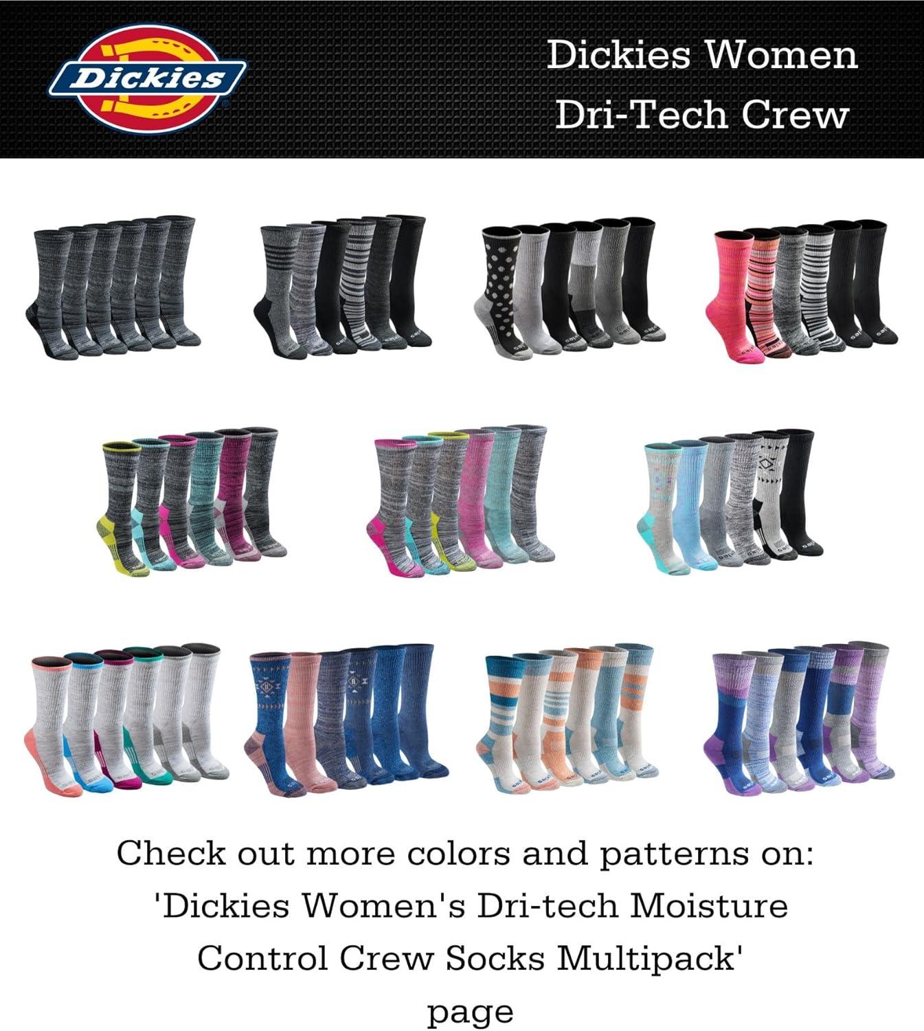 image:imageDickies Womens DriTech Essential Moisture Control Crew Socks Available in SXL 6 12 PairsWhite Assorted 6 Pairs