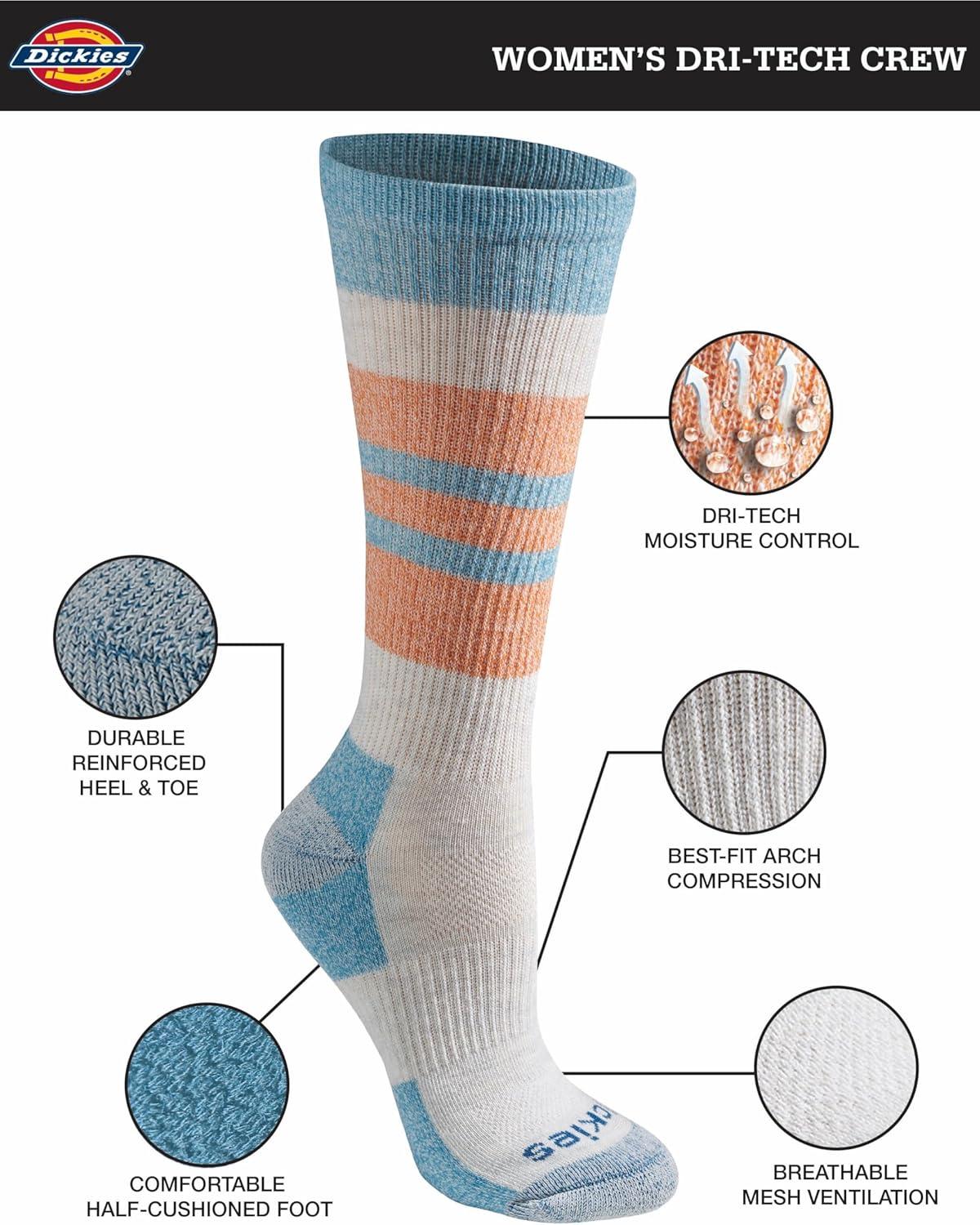 image:imageDickies Womens DriTech Fashion Moisture Control Crew Socks 6 12 PairsOatmeal Assorted 12 Pairs