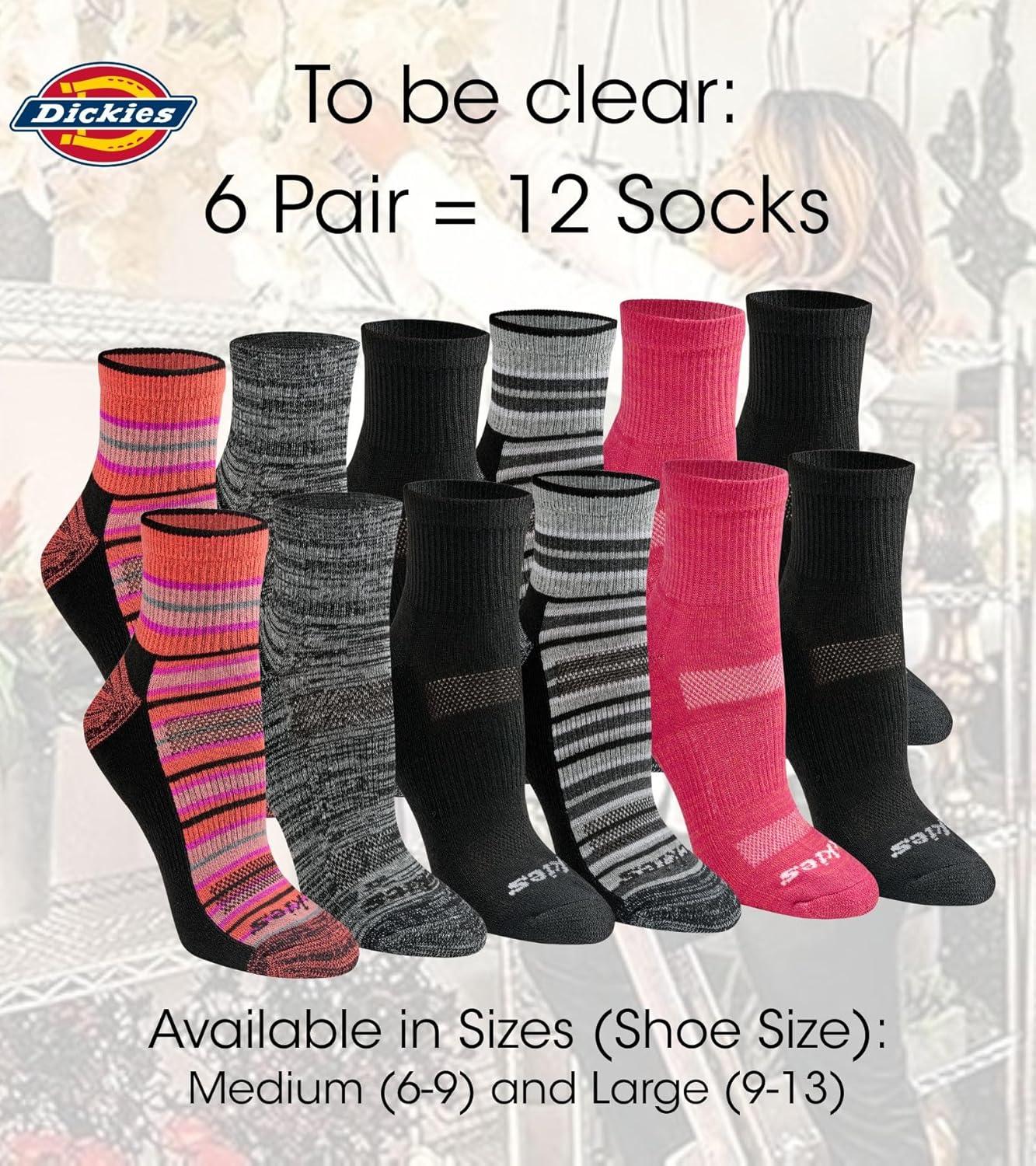 image:imageDickies Womens Dritech Moisture Wicking Quarter Socks 6 amp 12 PairsStripe 6 Pairs