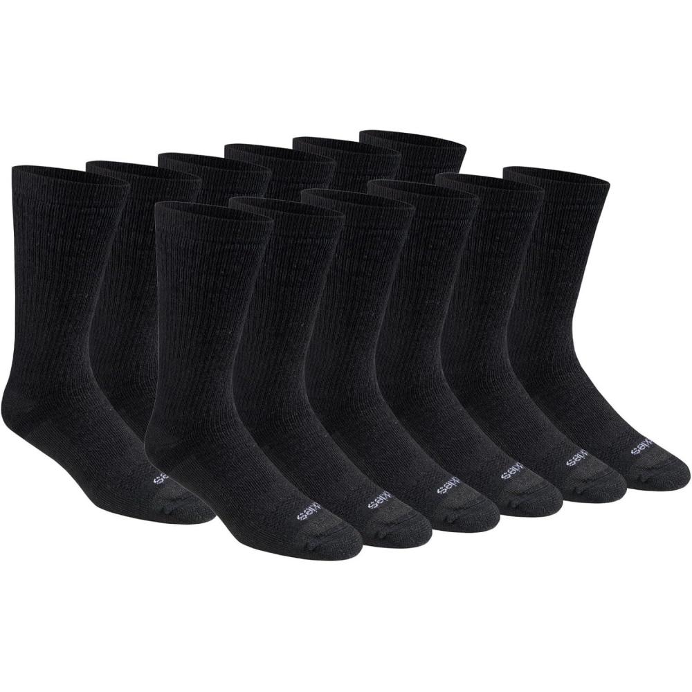 image:imageDickies Mens Dritech Moisture Control Max Full Cushion Crew Socks Available in Mxl 6 12 PairsSolid Black 12 Pairs