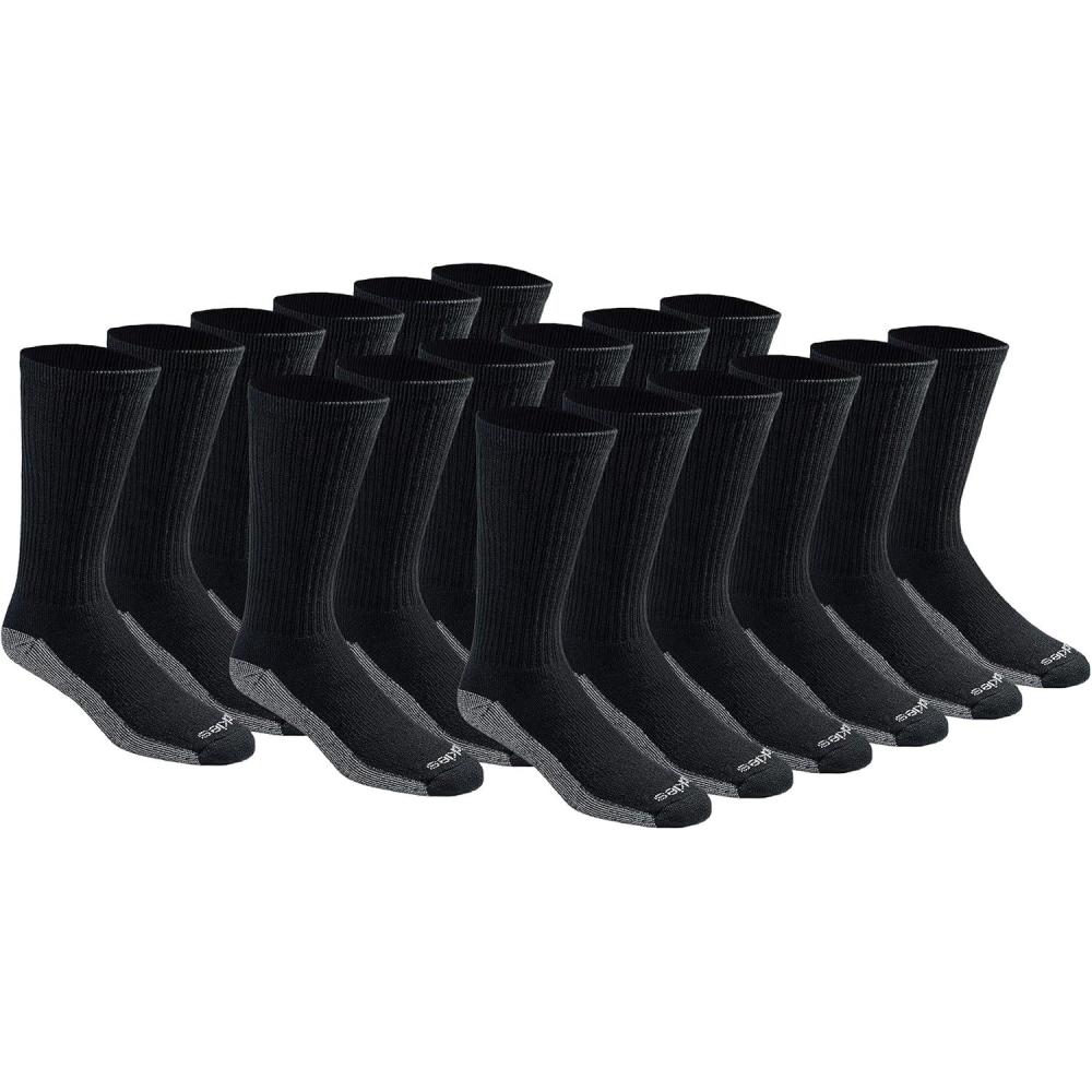 image:imageDickies Mens Dritech Original Moisture Control Crew Socks Available in Mxxl 6 12 18 PairsBlack 18 Pairs
