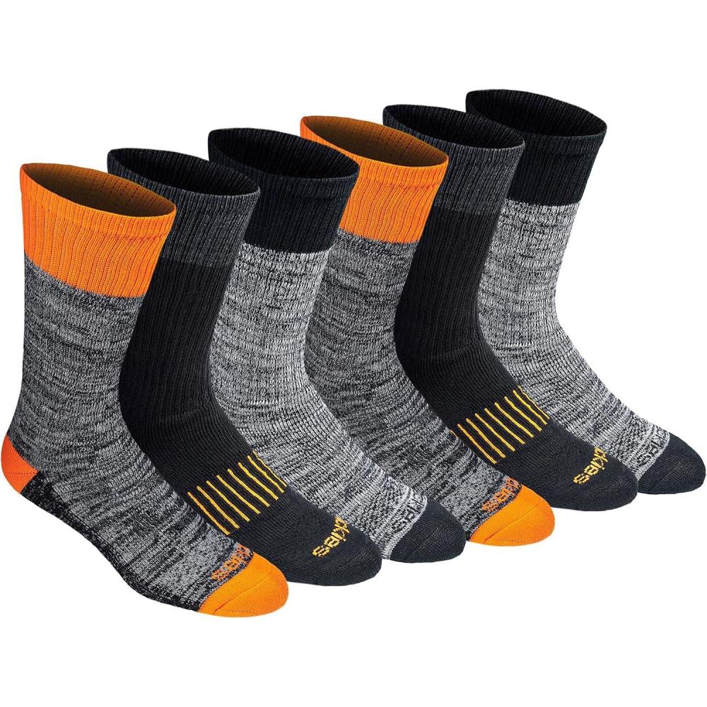 image:imageDickies Mens Dritech Original Moisture Control Crew Socks Available in Mxxl 6 12 18 PairsHivis Orange Black 6 Pairs