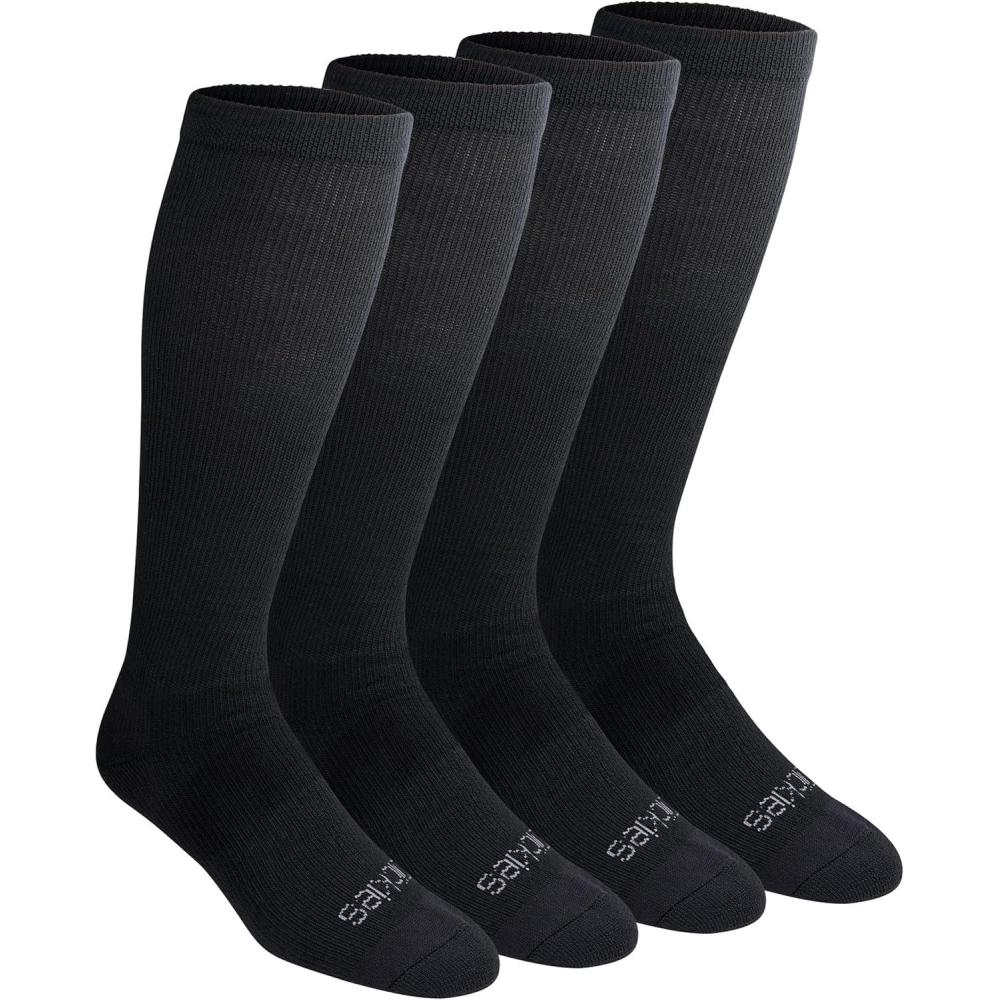 image:imageDickies Mens Light Compression Comfort OverTheCalf Socks Available in MXXL 2 4 PairsSolid Black 4 Pairs