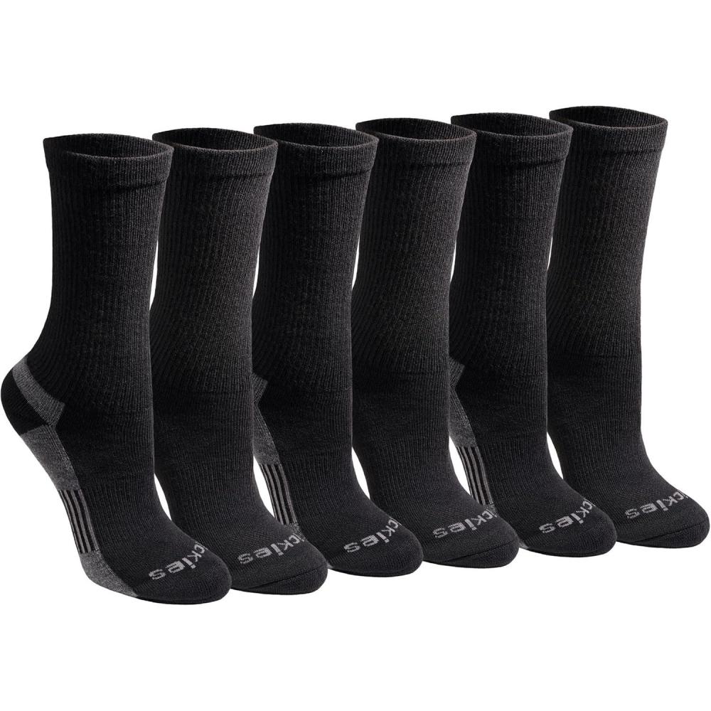 image:imageDickies Womens DriTech Essential Moisture Control Crew Socks Available in SXL 6 12 PairsBlack Solid 6 Pairs
