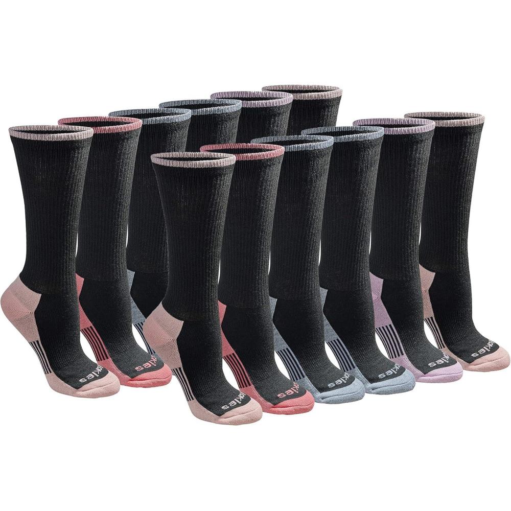 image:imageDickies Womens DriTech Essential Moisture Control Crew Socks Available in SXL 6 12 PairsBlack With Bluish 12 Pairs