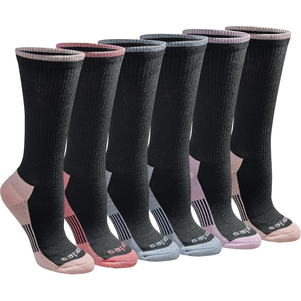 image:imageDickies Womens DriTech Essential Moisture Control Crew Socks Available in SXL 6 12 PairsBlack With Bluish 6 Pairs