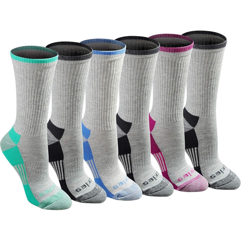 image:imageDickies Womens DriTech Essential Moisture Control Crew Socks Available in SXL 6 12 PairsGrey Assorted 6 Pairs