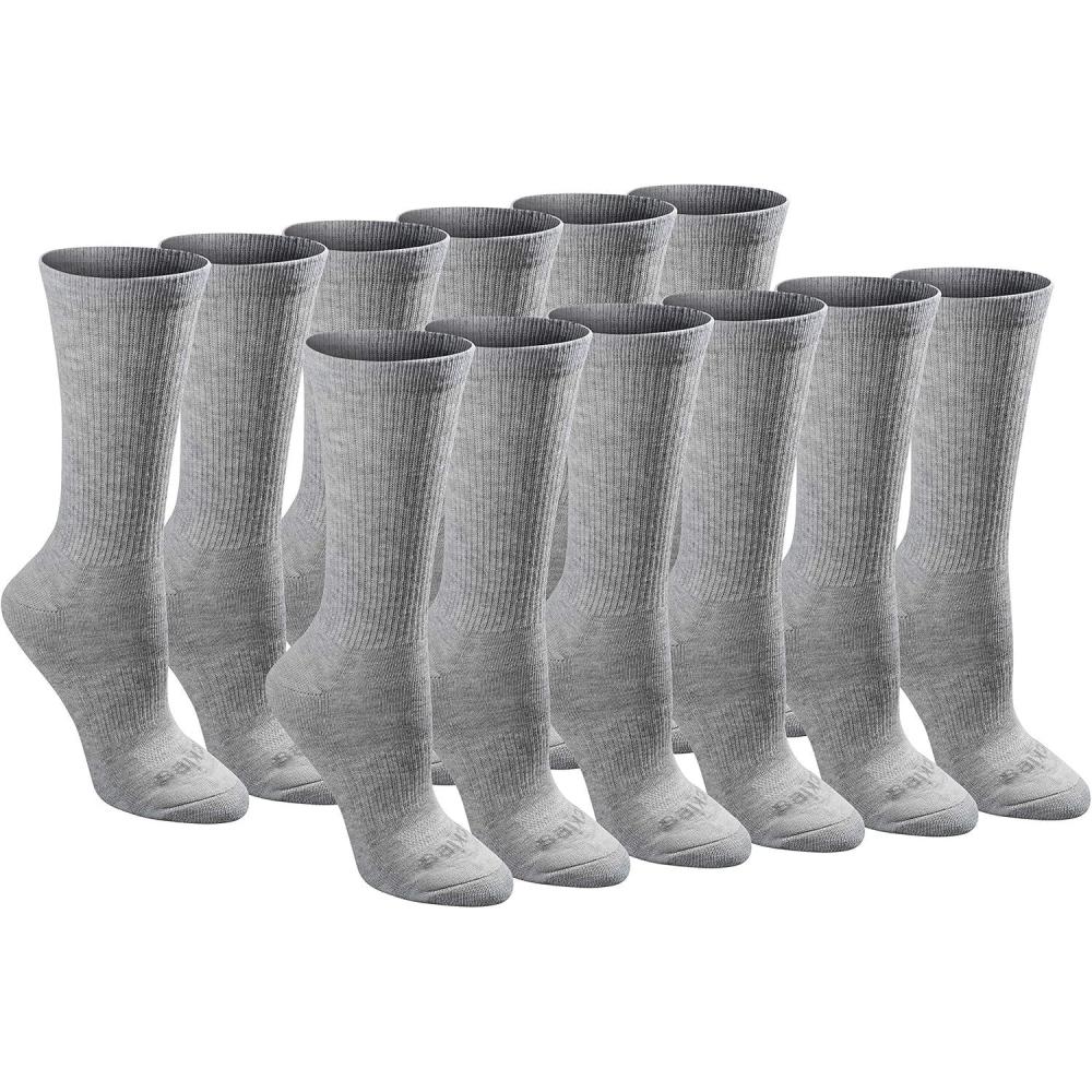image:imageDickies Womens DriTech Essential Moisture Control Crew Socks Available in SXL 6 12 PairsGrey Solid 12 Pairs