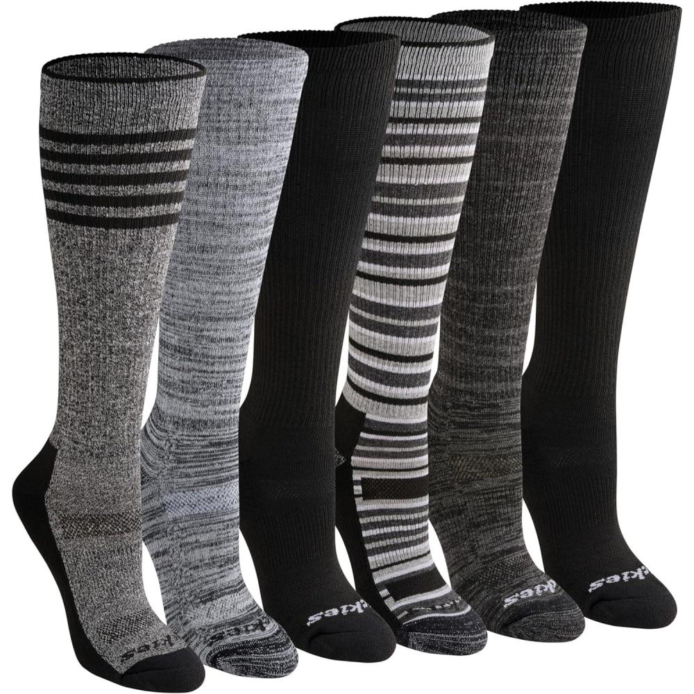 image:imageDickies Womens DriTech Essential Moisture Control Crew Socks Available in SXL 6 12 PairsKneehi Black Grey 6 Pairs