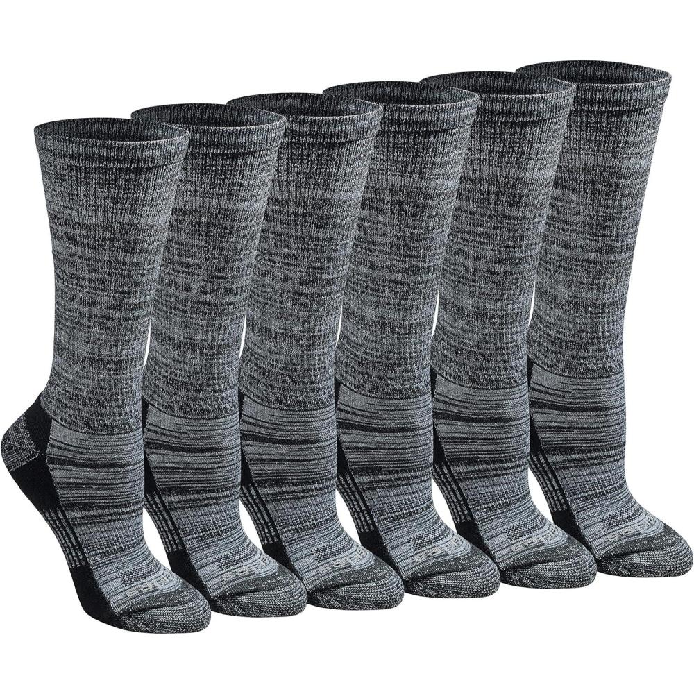 image:imageDickies Womens DriTech Fashion Moisture Control Crew Socks 6 12 PairsBlack Marl 6 Pairs