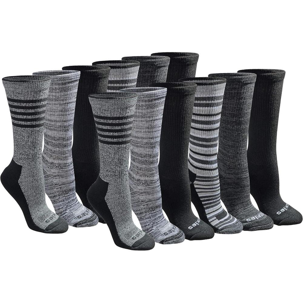 image:imageDickies Womens DriTech Fashion Moisture Control Crew Socks 6 12 PairsBlack Stripe 12 Pairs