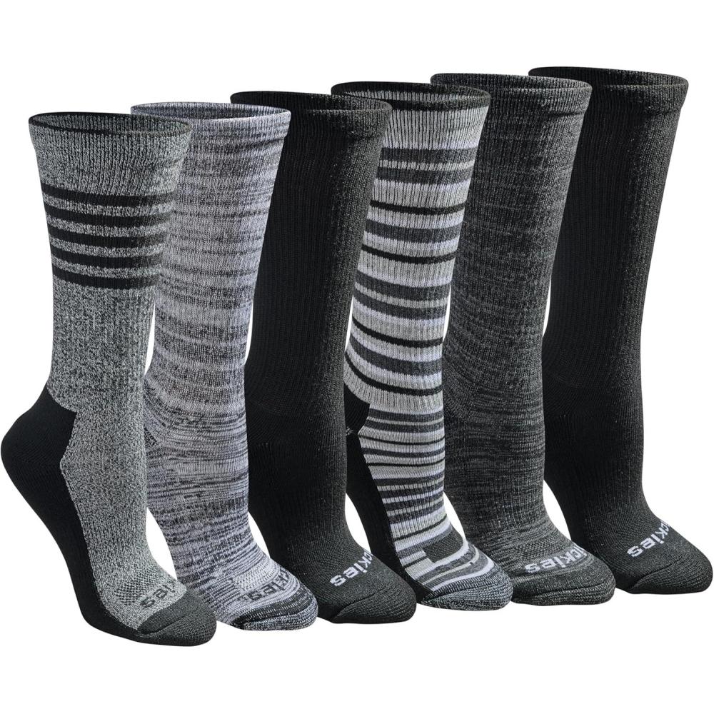 image:imageDickies Womens DriTech Fashion Moisture Control Crew Socks 6 12 PairsBlack Stripe 6 Pairs