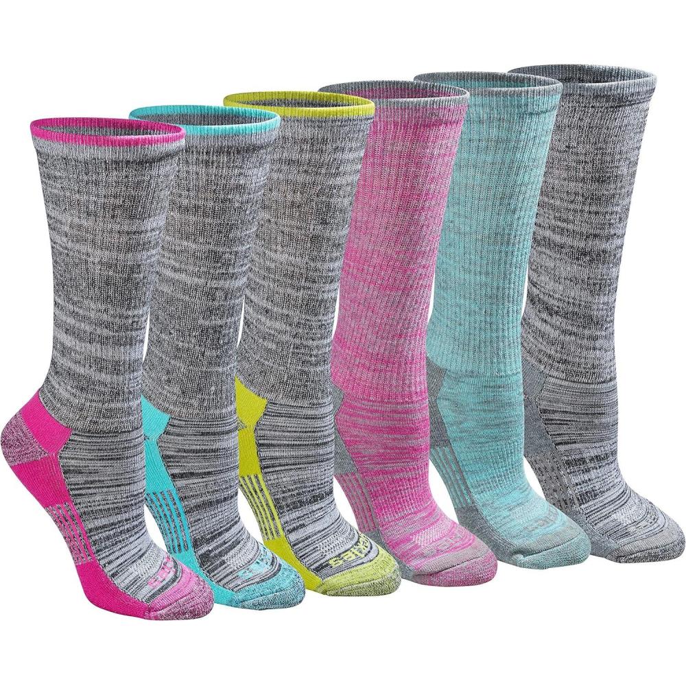 image:imageDickies Womens DriTech Fashion Moisture Control Crew Socks 6 12 PairsGrey Marl Bright 6 Pairs