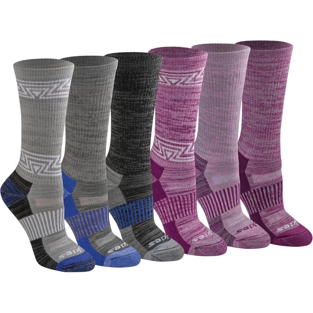 image:imageDickies Womens DriTech Fashion Moisture Control Crew Socks 6 12 PairsMax Cushion Grey Purple Assorted 6 Pairs