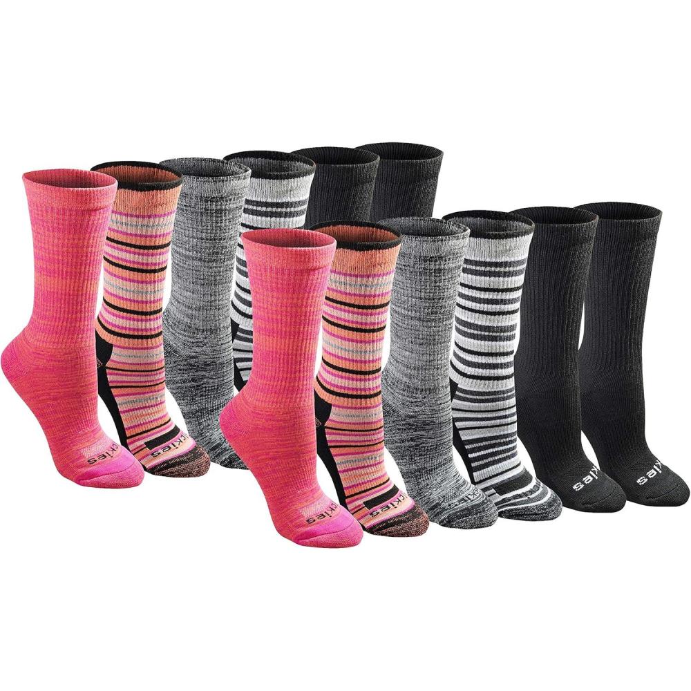 image:imageDickies Womens DriTech Fashion Moisture Control Crew Socks 6 12 PairsStripe 12 Pairs