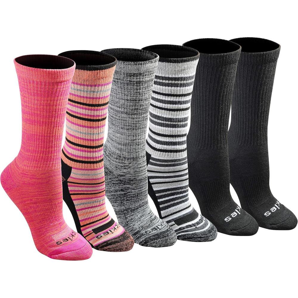 image:imageDickies Womens DriTech Fashion Moisture Control Crew Socks 6 12 PairsStripe 6 Pairs