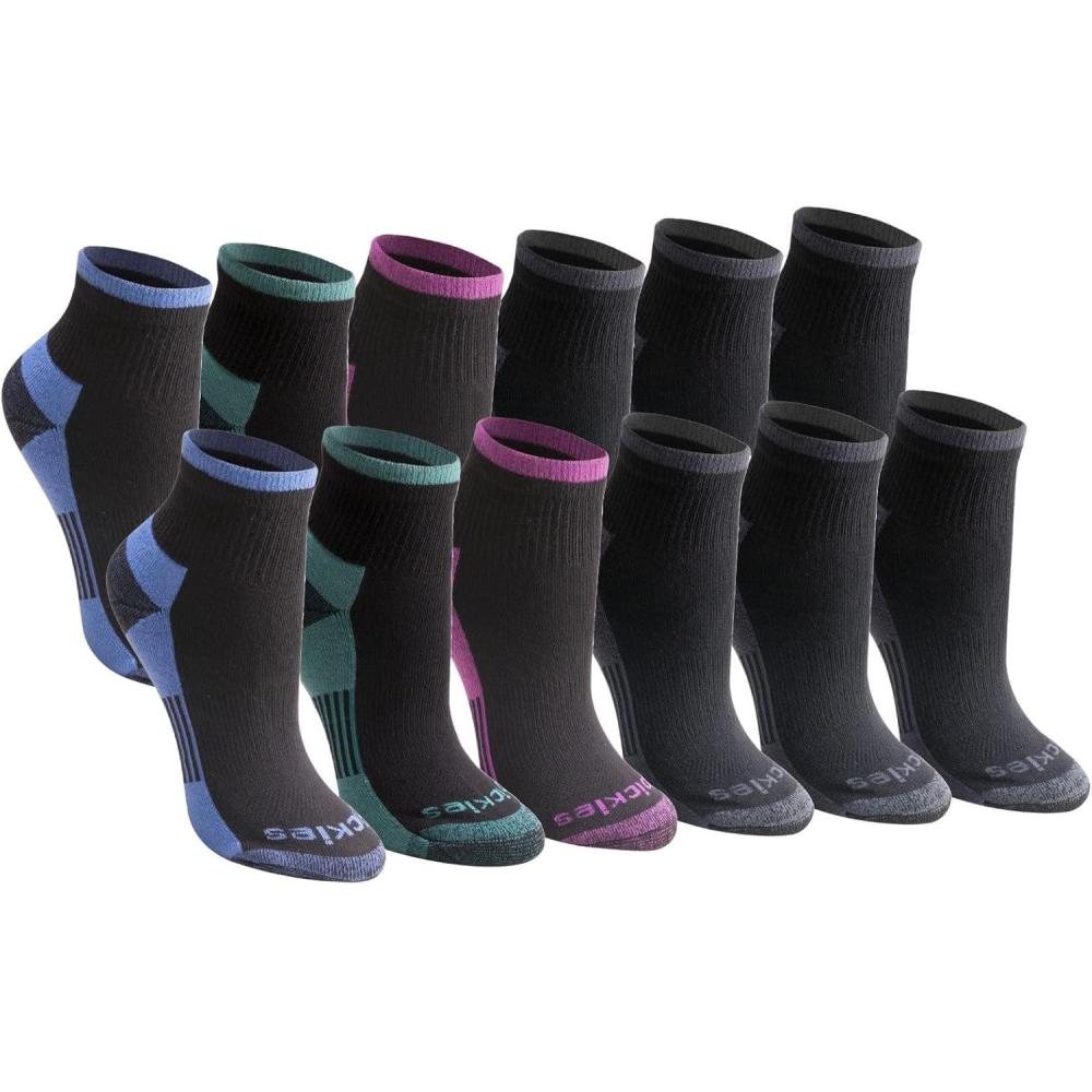 image:imageDickies Womens Dritech Moisture Wicking Quarter Socks 6 amp 12 PairsBlack Assorted 12 Pairs